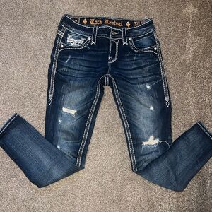 Rock Revival Blue Skinny Jeans Distressed Style